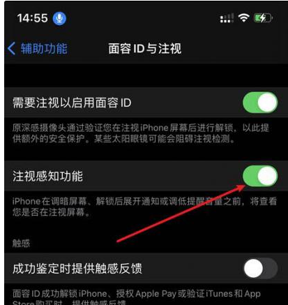 阜龙乡苹果14维修网点分享iPhone14注视感知功能有什么用 